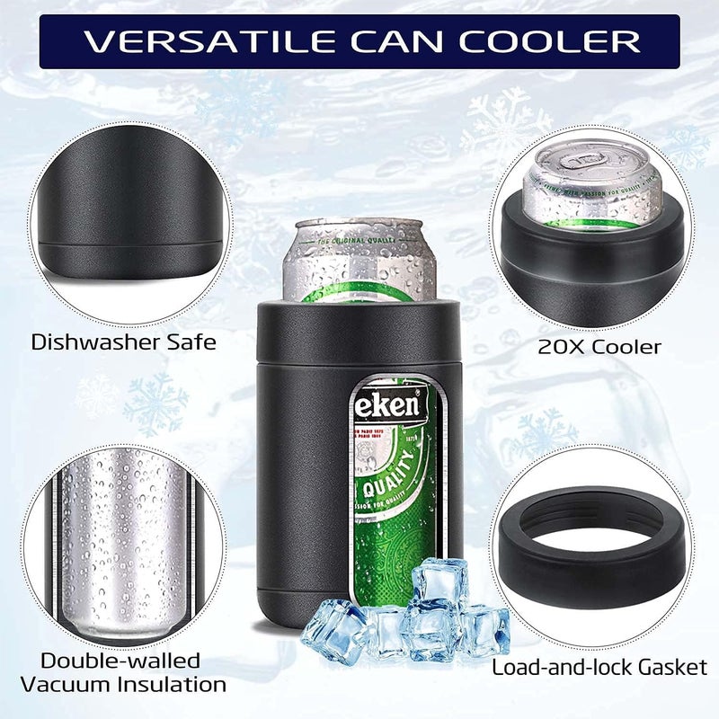 Stepstall Beer Gifts for Men, Beer Bottle and Can Cooler with Beer Opener, 12 oz. Slim Can Beer Bottle Insulators Holder, Vacuum Insulated Double Walled Stainless Steel(Matte Black) - Image 2